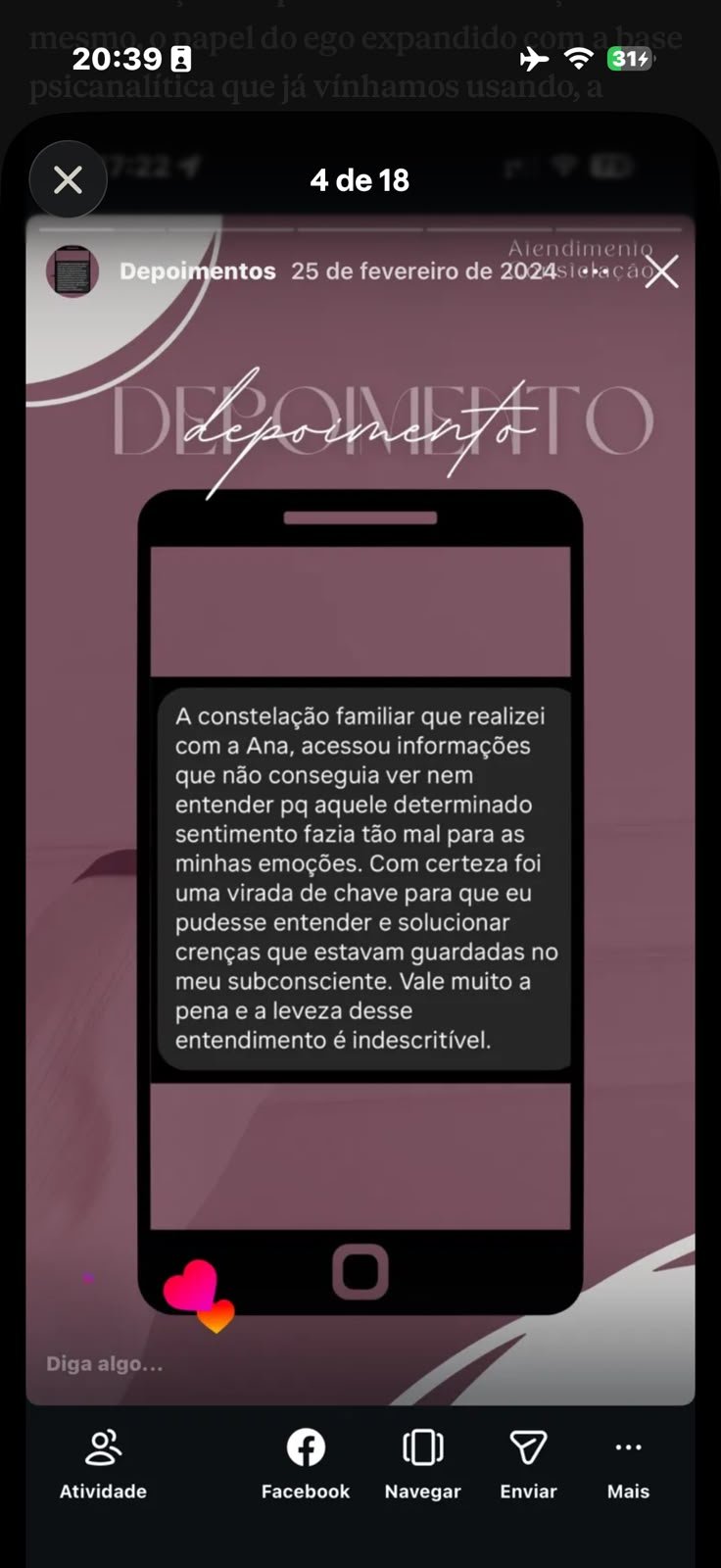 Print do depoimento
