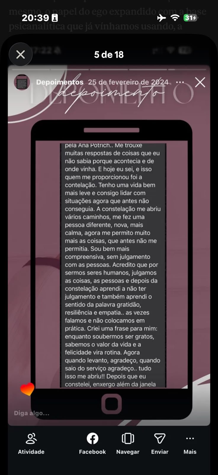 Print do depoimento