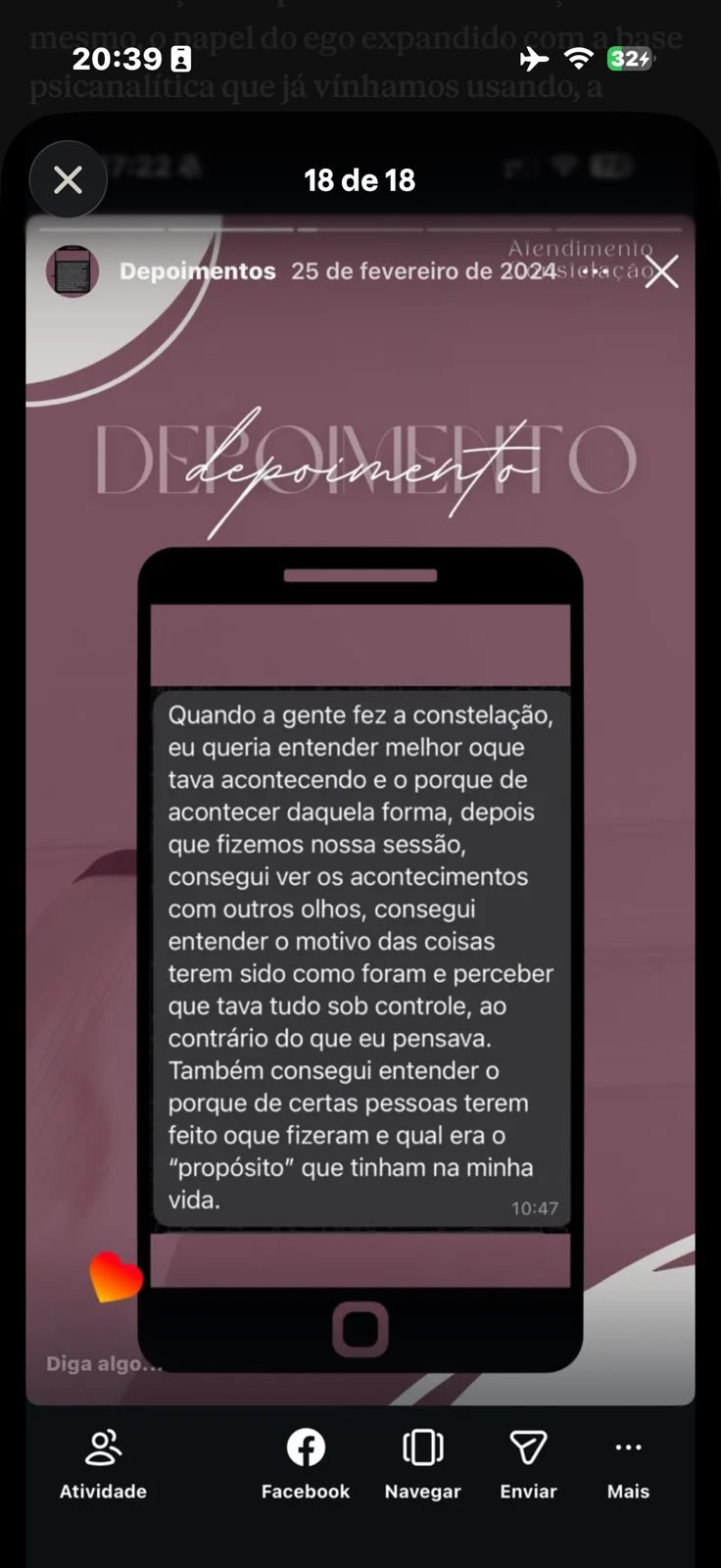 Print do depoimento