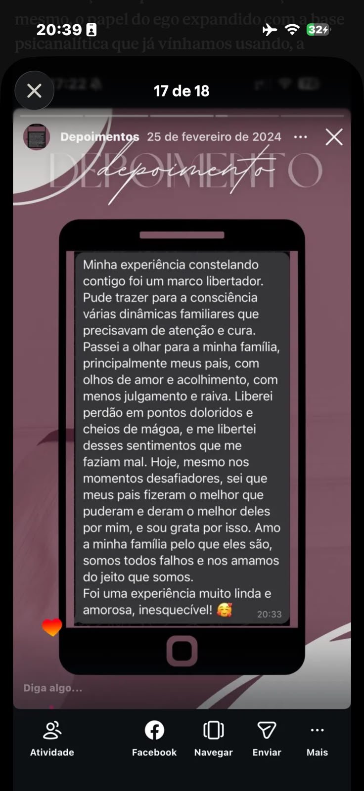 Print do depoimento